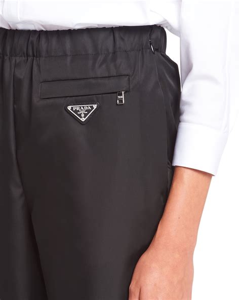 prada nylon-gabardine cropped pants|prada re nylon logo.